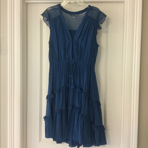 Anthropologie Dresses & Skirts - Anthropologie Lil blue ruffled silk dress